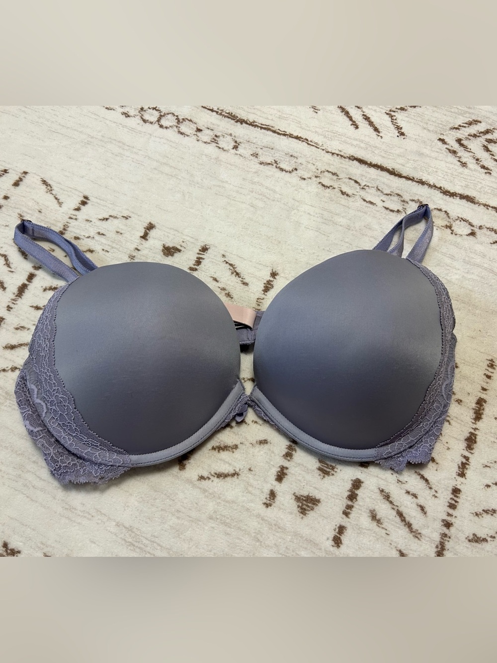 Victoria's Secret Dusty Gray Lace Trim Push-Up Bra